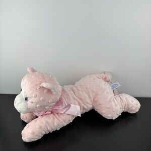 Mary Meyer Rare Baby Dimples Bumpy Kitty Cat 14” Large Pink Plush Bow HTF